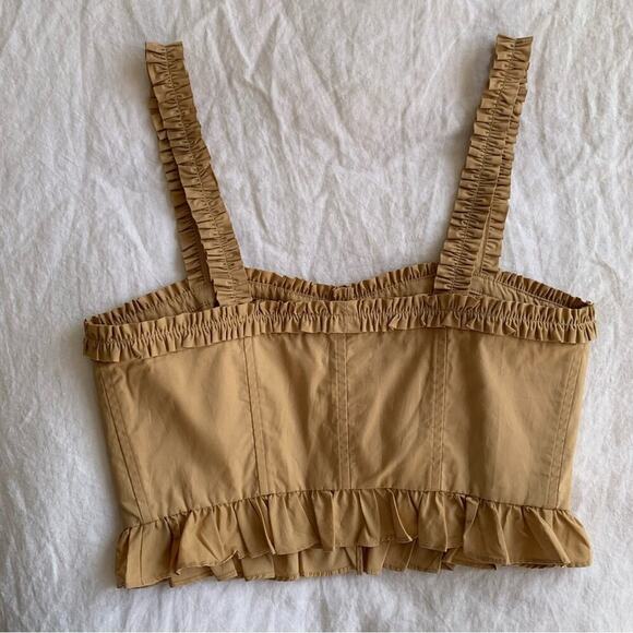 Ulla Johnson Alexandra Cotton Poplin Ruffle Bustier Cami Camisole Top Cedar - Picture 4 of 9
